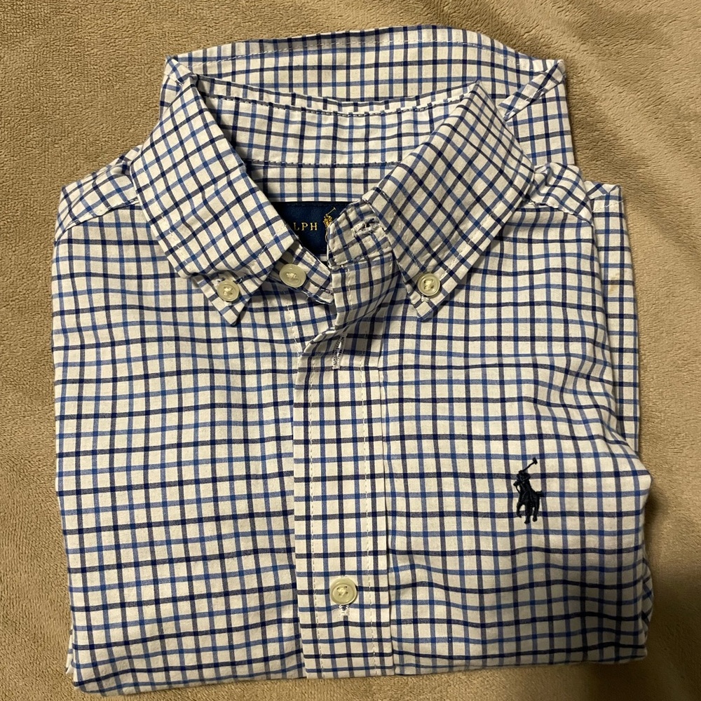 3T plaid polo button down long sleeve